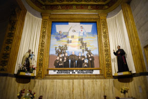 There are paintings and artwork found throughout Iglesia del Inmaculado Corazon de Maria